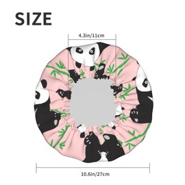 Hand-drawn cute pandas Shower Cap for Women,Double Waterproof Layers Bathing Shower Hat Large Designed for all Hair