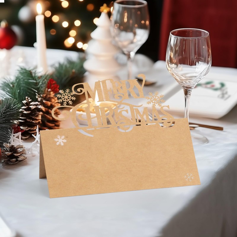 50Pcs Christmas Place Cards for Table, Merry Christmas Name Place