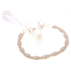 Topwholesalejewel (59181-200) Wedding Bridal Belt Braided Rhinestone Sash Belt
