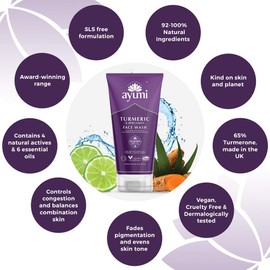 Ayumi Turmeric & Bergamot Face Wash Vegan, Cruelty-Free, Dermatologically-Tested, 1 x 150 ml