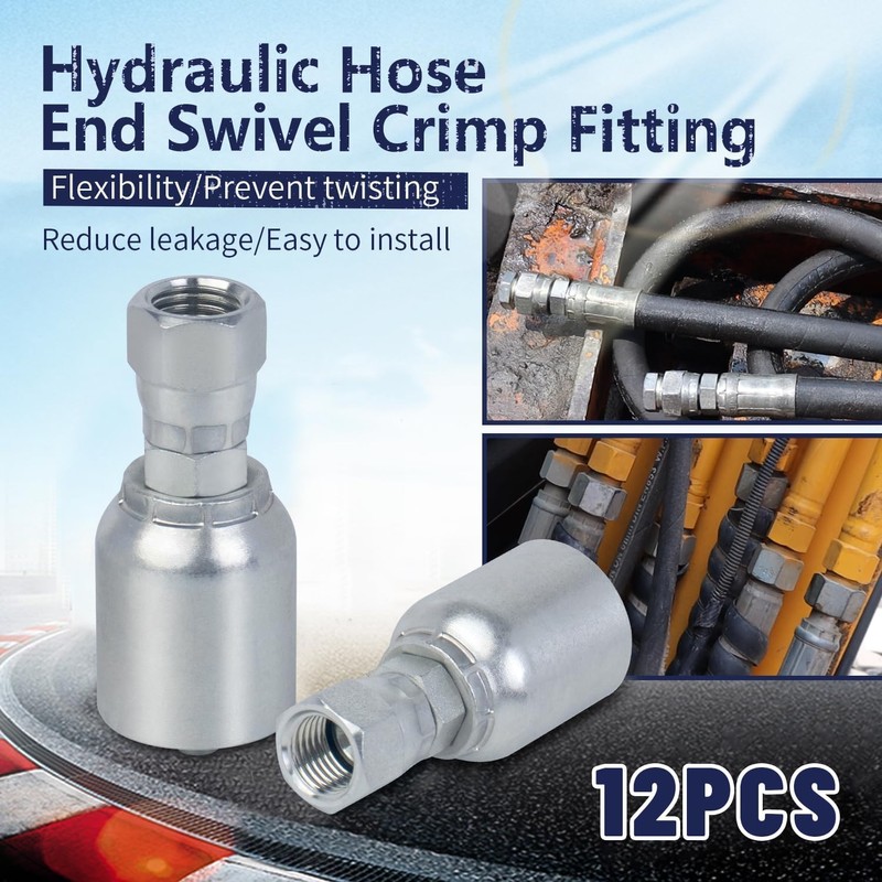 AKM 12-Pack 1/4" Hose x 1/4" JIC 37° Female Hydraulic