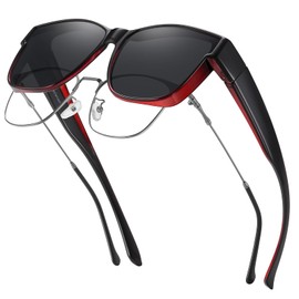 GEGURI Polarized Sunglasses Fit Over Glasses for Men Women, Oversized Square Sun Glasses UV400 Protection Shades