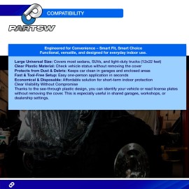 PartsW 10Pc Clear Universal Car Cover Disposable Indoor Outdoor 12x22 feet