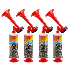 4 Pack Loud Air Horn, Mini Air Horn Noisemakers Toys Handheld Pump Air Horn Loud Safety Horn for Sporting Events, Birthday Party, Football Match, Celebrations, Boats(Red)