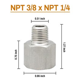 Conector reductor NPT 1/2 fmacho x NPT 3/8 macho (hembra x macho, NPT 3/8 x NPT 1/4)