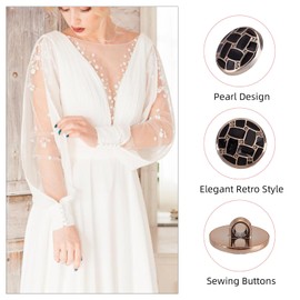 letsinstyle 50 PCS 18MM Pearl Buttons, Metal Round Decorative Button, Silver Brass Rim Sewing Embellishments for Clothes Wedding Dress Skirts Gloves Bags DIY Crafts (10 Styles)