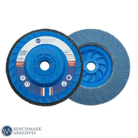 Benchmark Abrasives 4-1/2" x 5/8"-11 Type 27 High Density Zirconia Trimmable Flap Discs - 5 Pack (120 Grit)