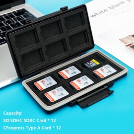 JJC 24 Slots Memory Card Case Storage Holder for 12 SD SDHC SDXC Card + 12 CFexpress Type A Card, Water-Resistant & Anti-Shock Storage Case for Sony A7R5 A7R V A7IV A7M4 A7S III A1 A9 III