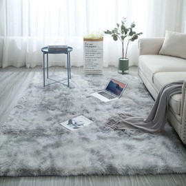 Washable Fluffy Rug, 60x120CM Extra Thick 3.0 cm Rectangular Rug Mat, Absorbent Non-Slip Carpet for Bedside, Sofa, Porch, Entrance. (Washed Gray)