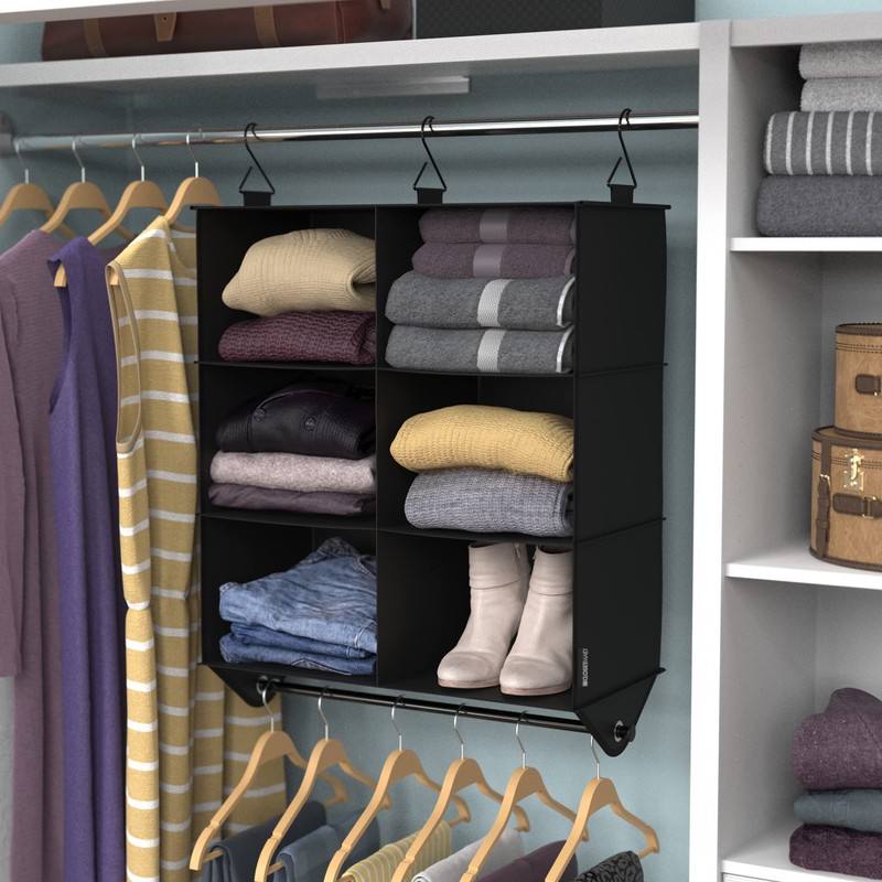 ClosetMaid 6-Shelf Fabric Hanging Closet Organizer with Garment Rod for