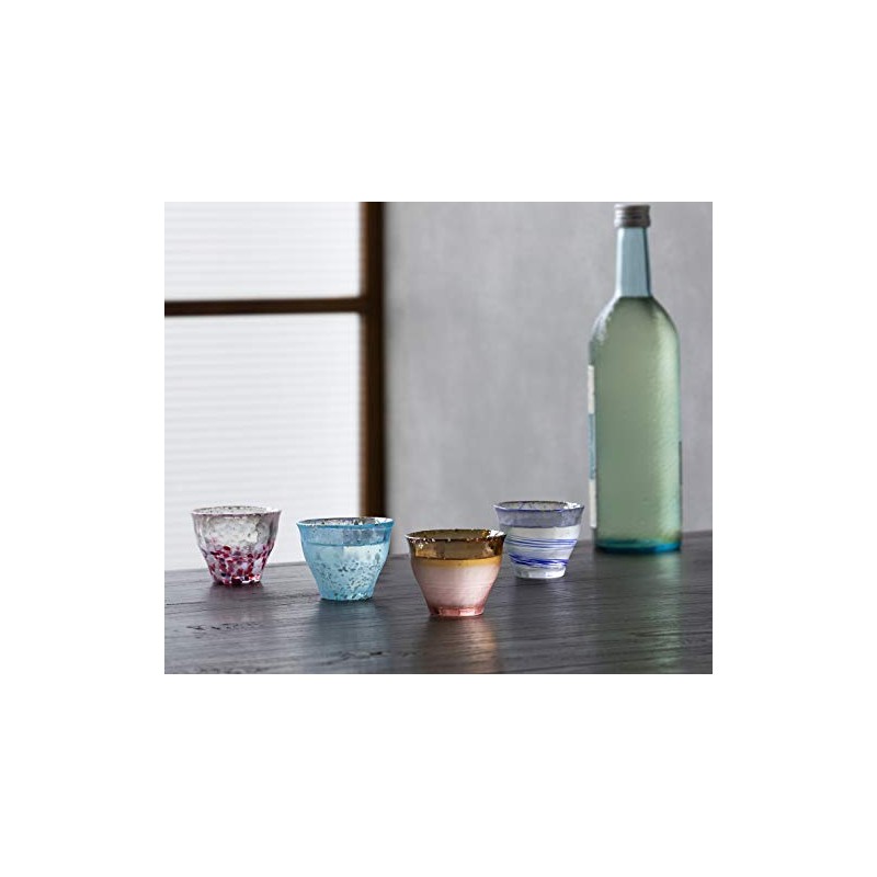 Aderia F-71846 Tsugaru Vidro Sake Cup Guinomi, Akane Sora, 3.2
