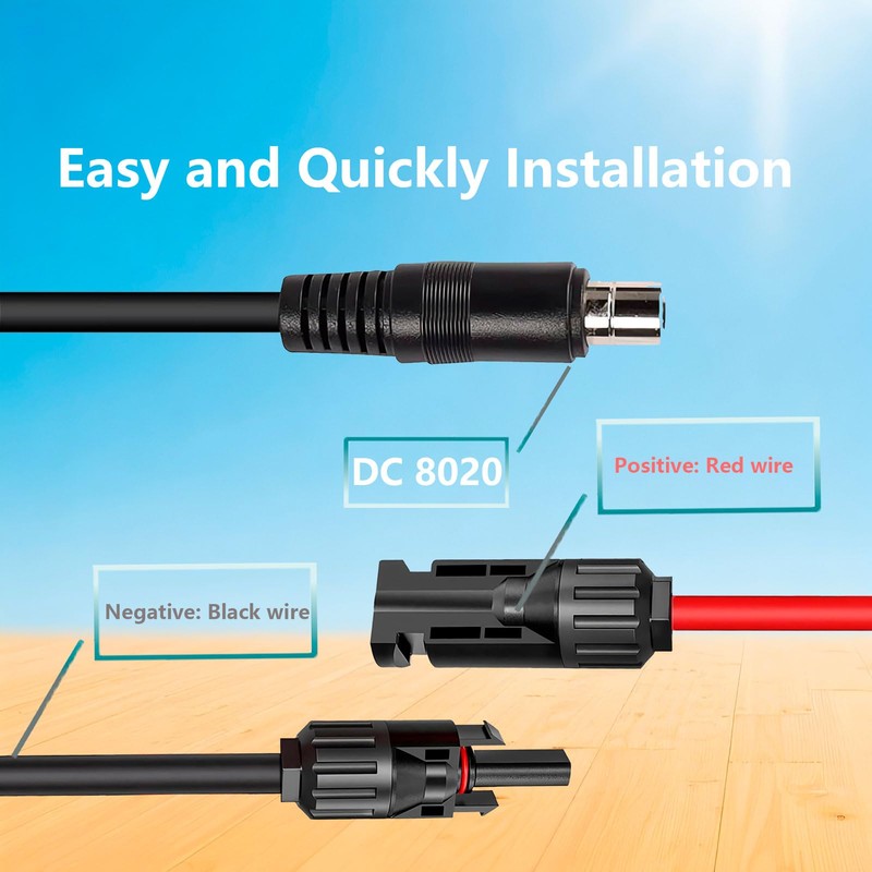 iHaospace Solar Connector to DC 8020 Extension Cable 6.56FT /