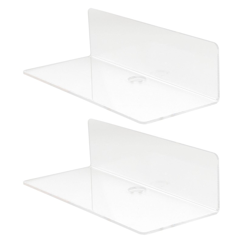 2Pcs Clear Floating Shelf Acrylic Fine Surface Delicate Modern Transparent