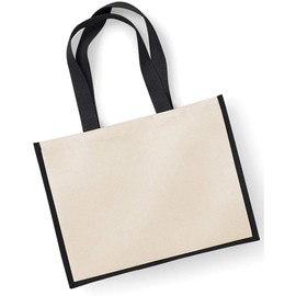 Westford Mill W422 Classic Jute Shopper - Eco-Friendly Reusable Tote Bag - Navy