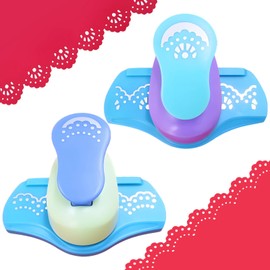 2 PCS Border Paper Punches, Decorative Edge Craft Punch with Dotted Lace & Half Circle Pattern, Scrapbooking Border Makers for DIY Cards & Albums, Heavy-Duty Fancy Border Punch Tool