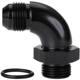 Podavelle 8AN Male Flare to 8AN -8 ORB O-ring Boss 90 Degree Full Flow Fitting Adapter Aluminum Black