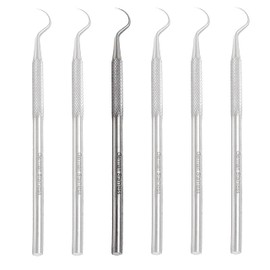 A2Z- 6pc Dental Pick Oral Care & Hygiene Hook Probe #23, Tooth Scraper Tartar & Plaque Remover Professional,Personal & Pet Oral Care Use - Tooth Cleaning at Home - 100% Stainless Steel, 5.5" Length