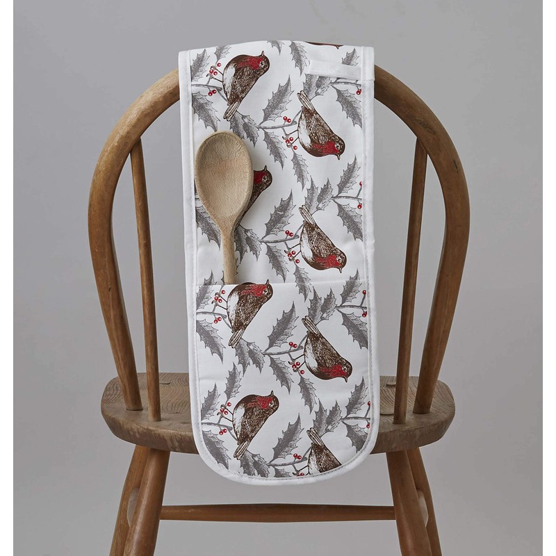 Thornback & Peel Robin and Holly Double Oven Glove, Cotton,