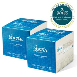 Eban’s Fresh Baked Gluten-Free Cookies - 24 Large Cookies (2 Boxes of 12) - Soft and Chewy, Individually Wrapped, Gourmet, Preservative Free, Non-GMO (Peanut Butter)