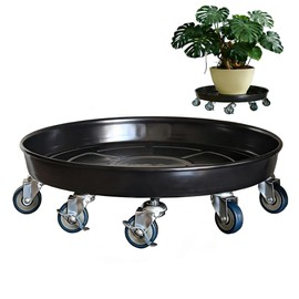SKAFORZ Rolling Planter Caddy(500lbs Capacity), Heavy Duty Metal Plant Stand with Brake Wheels Plant Dolly Mover Plant Pot Tray Saucer for Indoor Outdoor 18 Inches Black