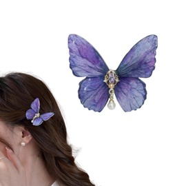 EZ PEACH Bangs, Butterfly, Hairpin, Hair Clip, Hair Ornament, Gradient Color, For Women, Girls, Kimono, Kimono, Hair Accessory, Present (Iris Color)