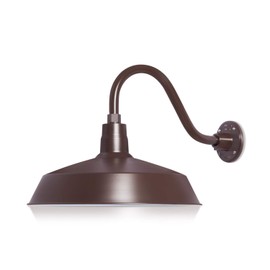 17in. Architectural Bronze Outdoor Gooseneck Barn Light Fixture with 14.5 in. Long Extension Arm - Wall Sconce Farmhouse, Vintage, Antique Style - UL Listed - 9W 900lm A19 LED Bulb (5000K Cool White)