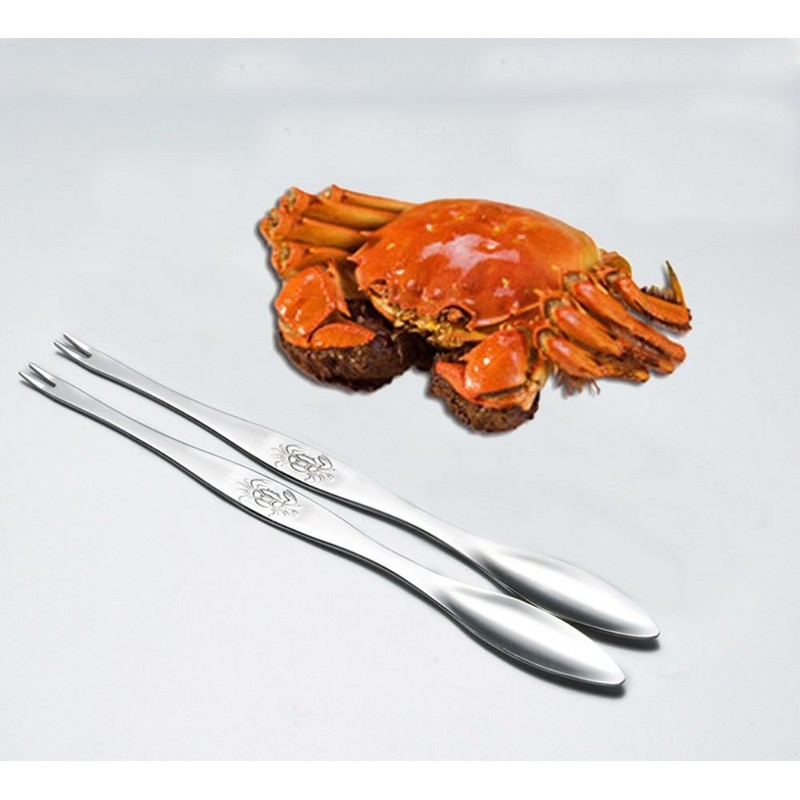AKOAK 6 Pcs Seafood Tools,Double Headed 304 Stainless Steel Fork
