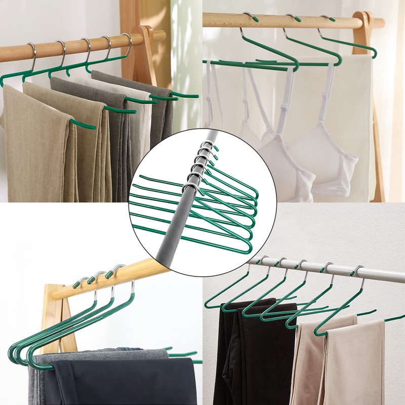 Roellgs 10-pack slacks rack, space-saving metal hanger, rubber coating, non-slip,