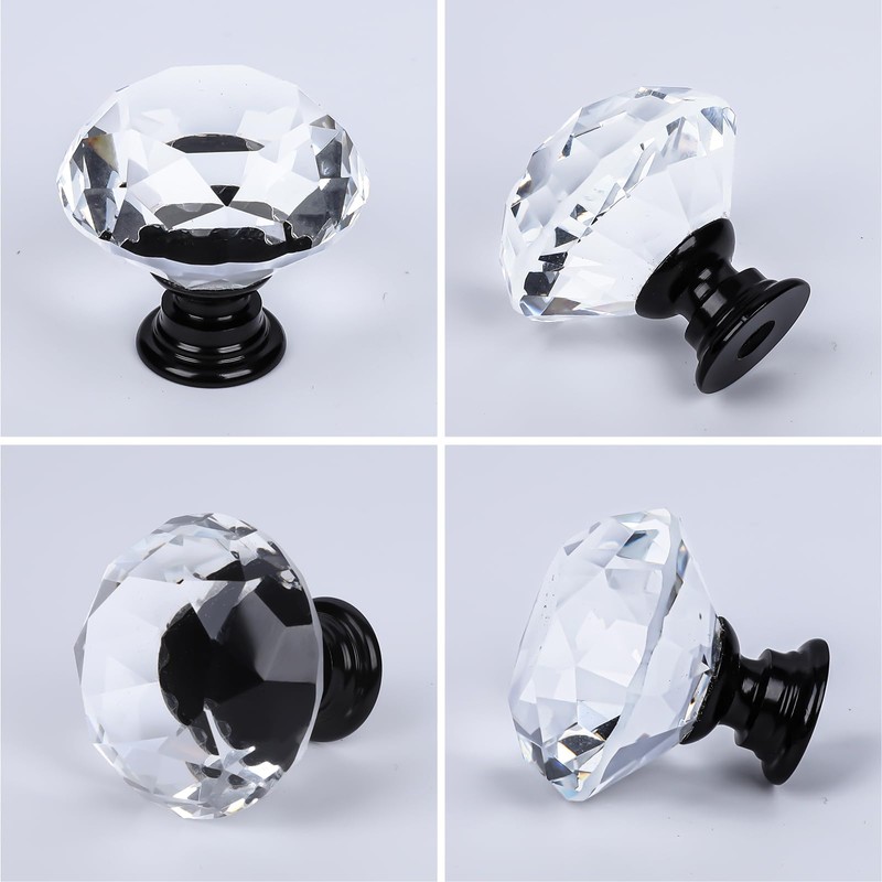 OctinPris 6pcs 30mm Crystal Glass Knobs Door Drawer Wardrobe Pull