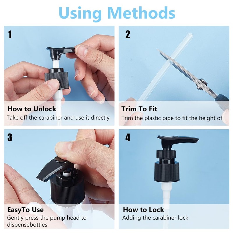 BENECREAT 12 Packs Plastic Replacement Pumps, 24-410 THREAD/NECK Locking Black