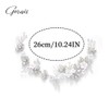 Gorais Diadema para novia con flores y cristales plateados, accesorios