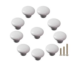 UPEYXDQR 10 Pack White Ceramic Cabinet Knobs Round Shape Drawer Knob Kitchen Cupboard Pull Handle with Screws
