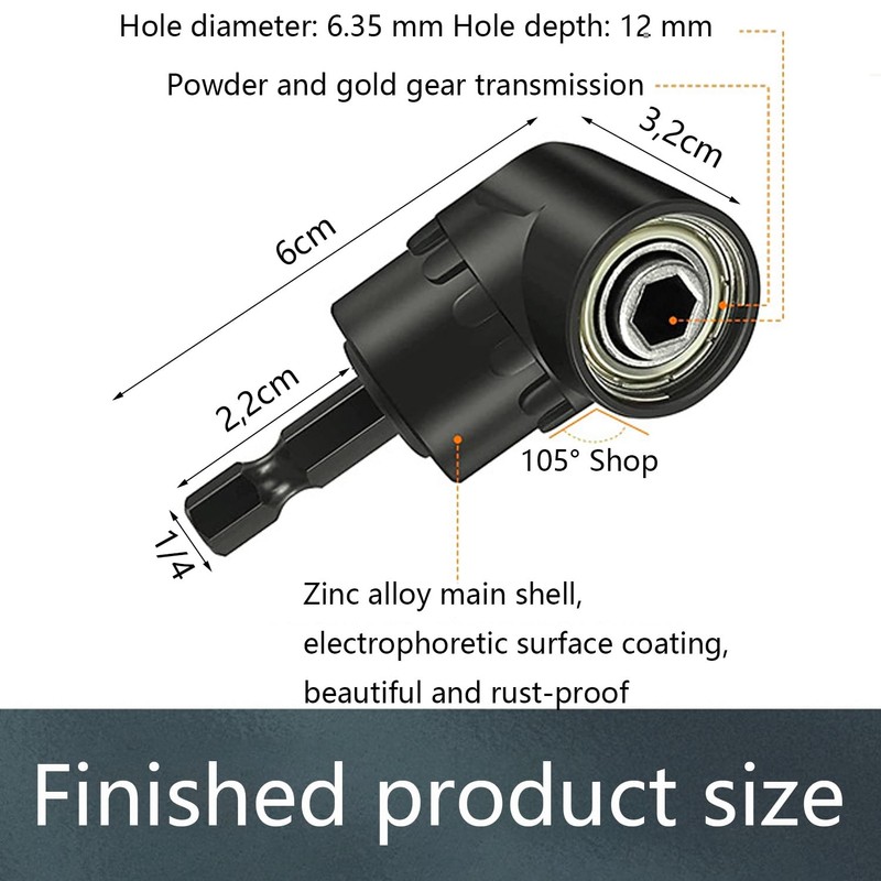 QZKJQDD 105 Degree Right Angle Drill, 1/4 Inch 105 Degree