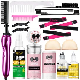 Hot Comb Hair Straightener Set for Lace Front Wigs - Heat Pressing Combs Ceramic Curling Flat Iron Electric Hot Comb for Wigs - Hair Straighteners Straightening Comb for Women Wig Installation Kit