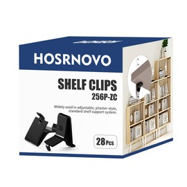 Shelf Clips, Hosrnovo 28PCS Adjustable Shelf Brackets for 255 Standard Pilaster, Heavy Duty Metal Shelving Brackets Clips for Kitchen Cabinet Bookcase (Black)