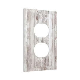 Barn Door Duplex Switch Plate Decorative Outlet Cover Wall Plate Morden Electrical Receptacle Farmhouse Rustic Wood Wooden Country Vintage Kitchen Bathroom Bedroom Living Room Home Switchplates Decor