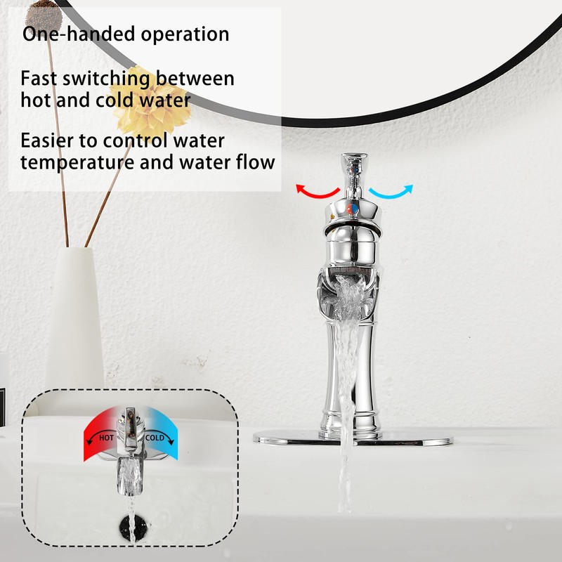 Chrome Bathroom Faucet Waterfall GGStudy Single Handle One Hole Farmhouse