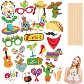 Eowppue Mexican Party Decorations – 50PCS Mexico Fiesta Photo Prop, Mexican Carnival Party Decoration Supplies for May Day, Photo Booth Fun & Themed Events
