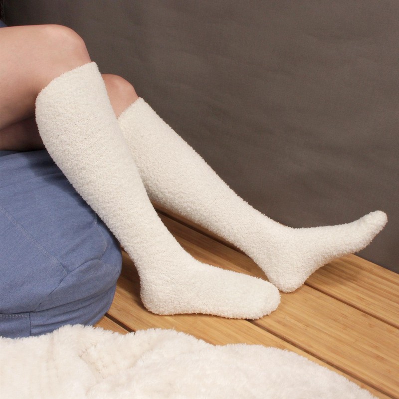 BambooMN Super Soft Warm Microfiber Fuzzy Knee High Striped Socks