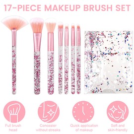 GGUFAY 17-Piece Professional Brush Set, Makeup Brush Set, Face and Eye Art Brush, Powder Foundation Eyeshadow Concealer Eyeshadow Makeup Brush