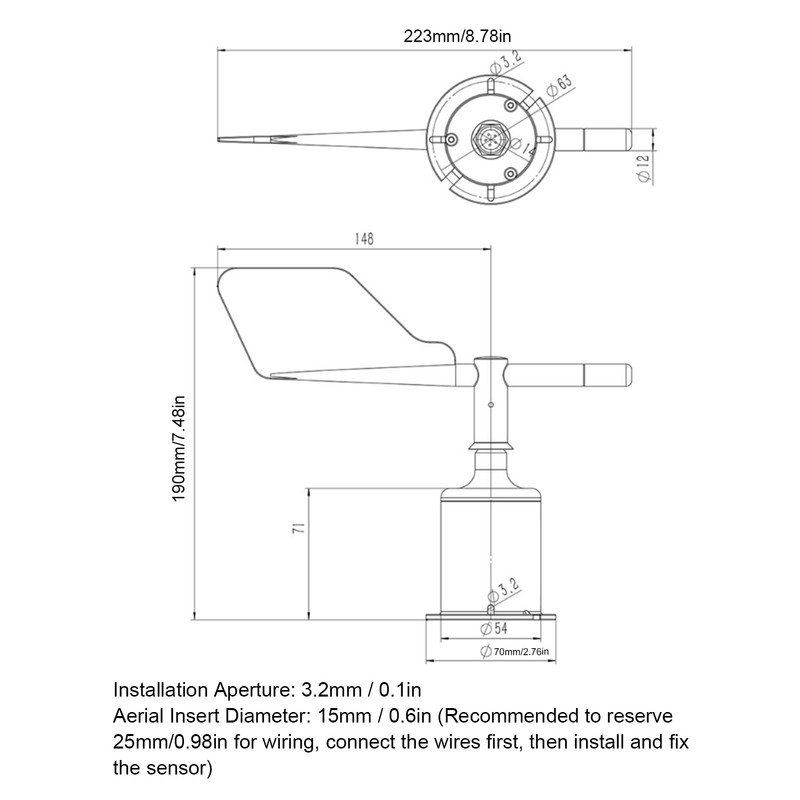 Wind Direction Sensor 360 Degree High Accuracy Rotation Type Anemometer