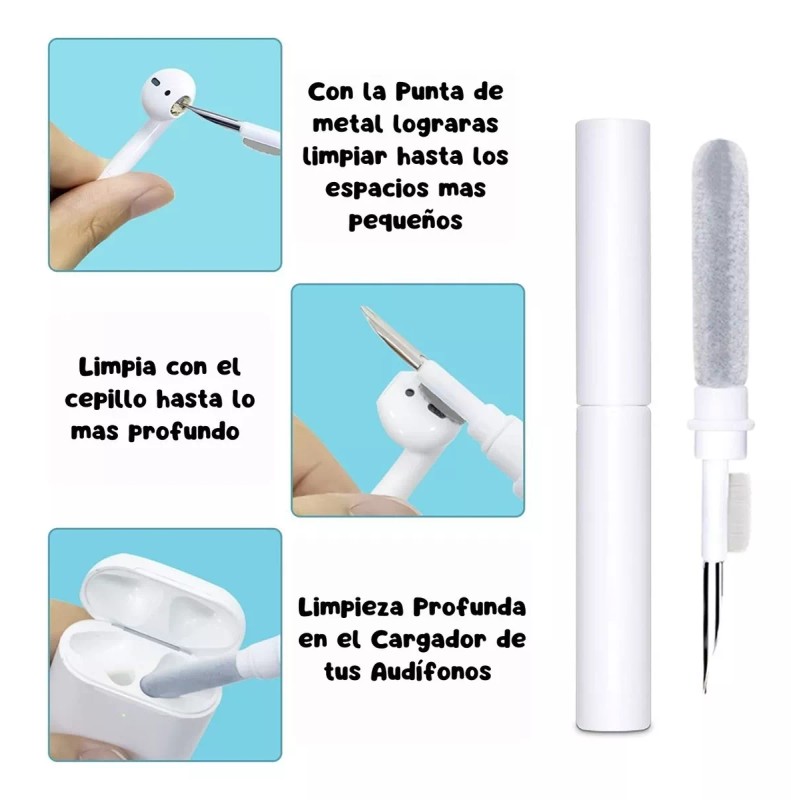 Veraly Kit Cepillo Limpiador Teclado Multifuncional Audífonos 5en1