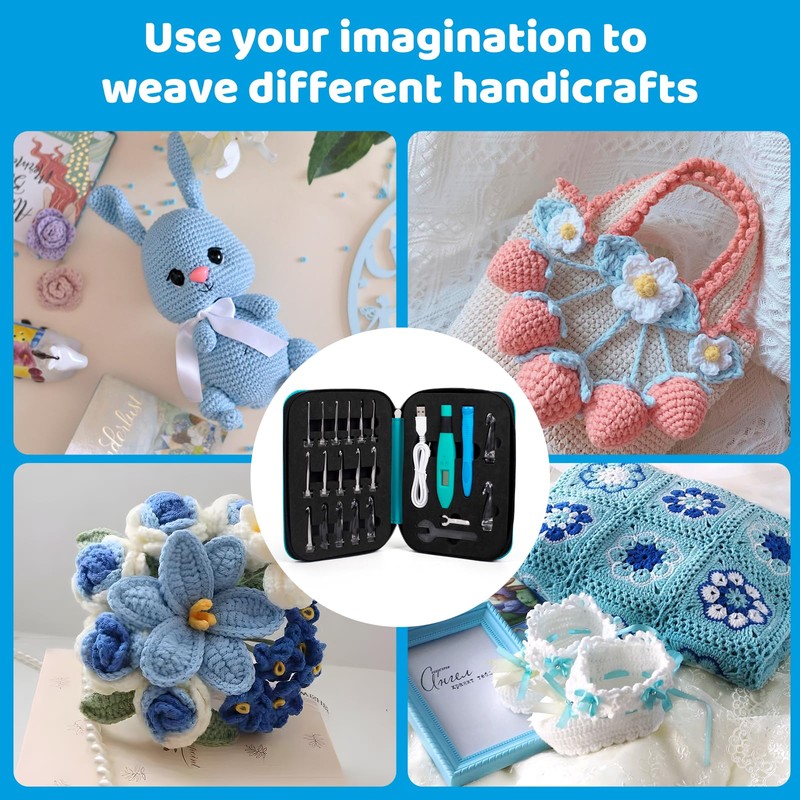 NEZIN 18 Size Light Up Counting Crochet Hook Set, Ergonomic