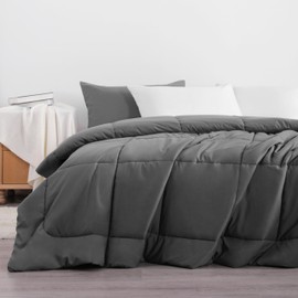 NTBAY Twin Comforter - Down Alternative Comforter Duvet Insert, All Season Bedding Quilted Comforter with Corner Tabs, Machine Washable, Soft Comforter Only, Dark Grey