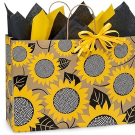 NW Sunflower Fields Paper Shopping Bags - Vogue Size - 16 x 6 x 12 in. - 25 Pack