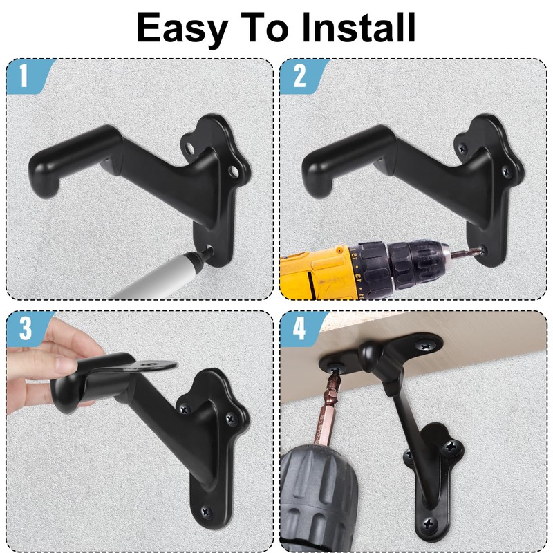 RealPlus Handrail Stair Brackets 5pcs Heavy Duty Hand Rail Bracket