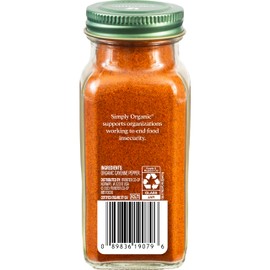 Simply Organic Cayenne Pepper, 2.89 Ounce, Pure, Organic Cayenne Peppers, No GMO's, Kosher Certified