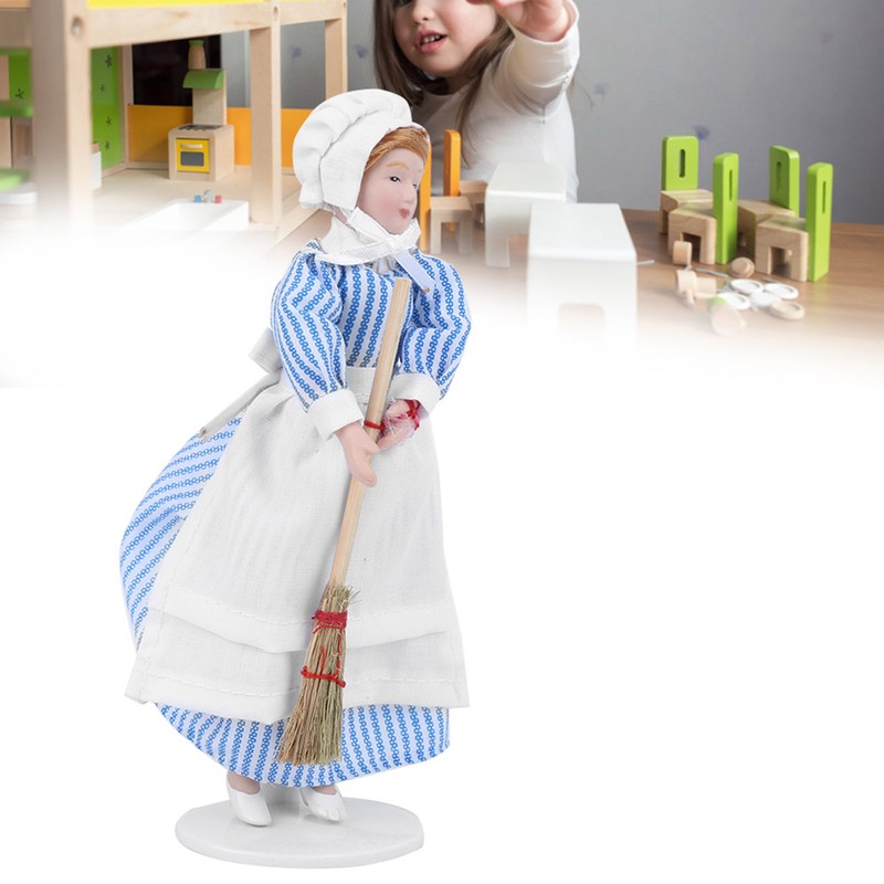 Dollhouse Miniature Porcelain Doll Model Ornament Doll Chef Man Servant
