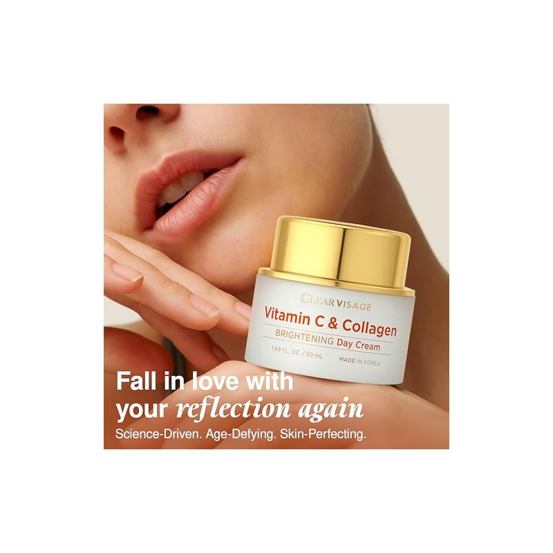 Crema de día hidratante con vitamina C y colágeno antienvejecimiento,