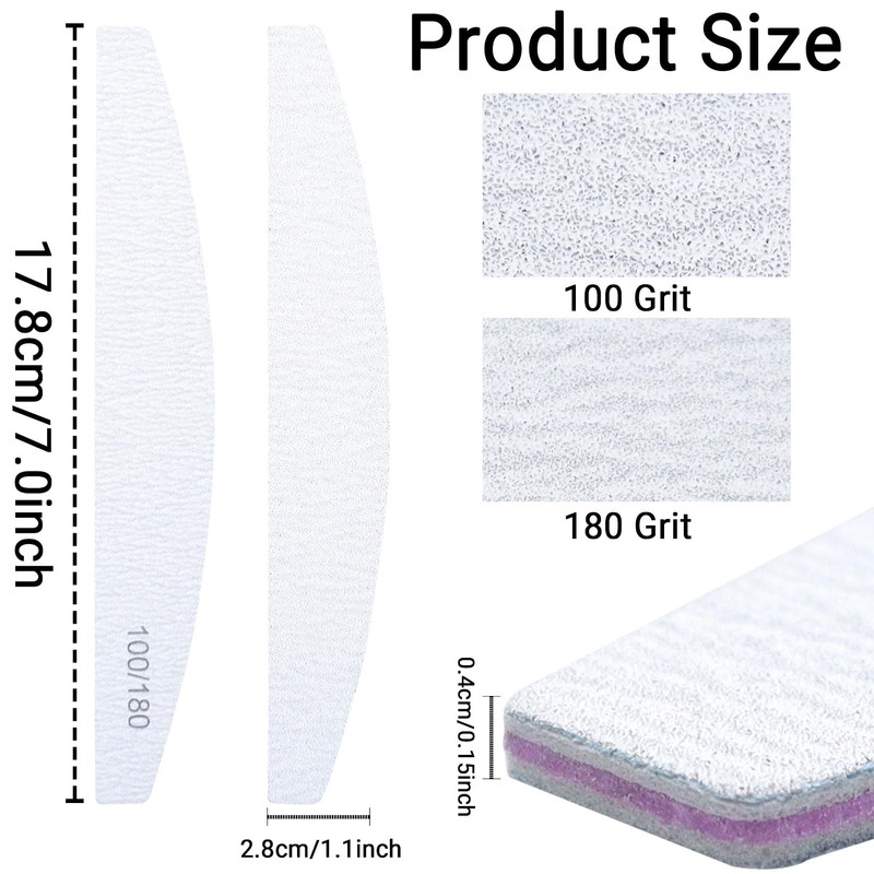 Professional Double Sided Nail Files 100/180 Grit Emery Board Nail